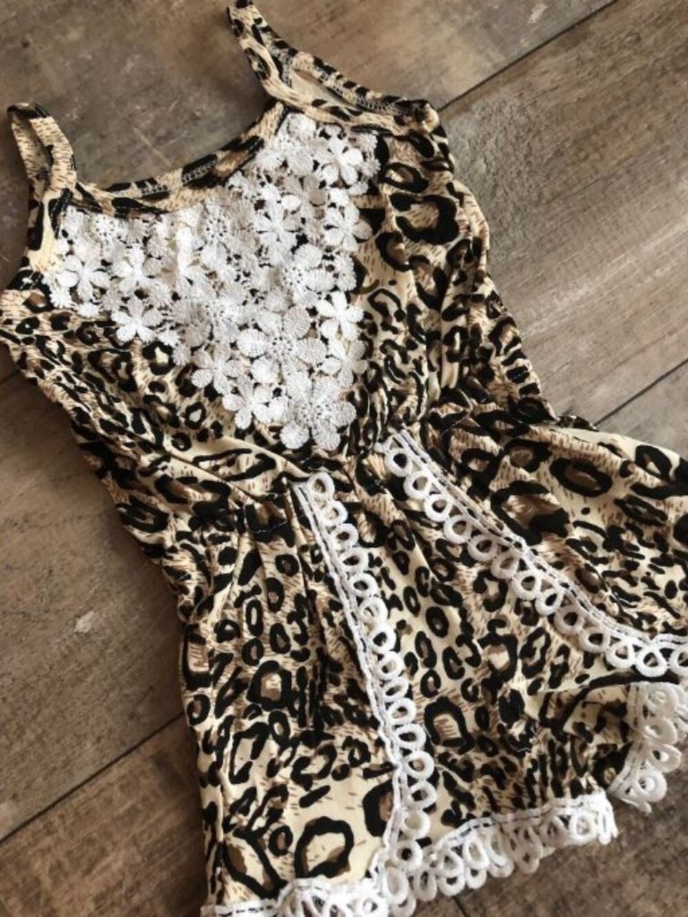 Infant to Toddler Lace Leopard Romper
